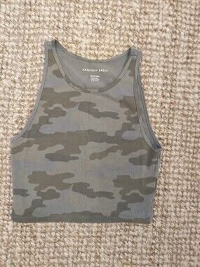 American Eagle Outfitters Olive Green Camo Tank Top